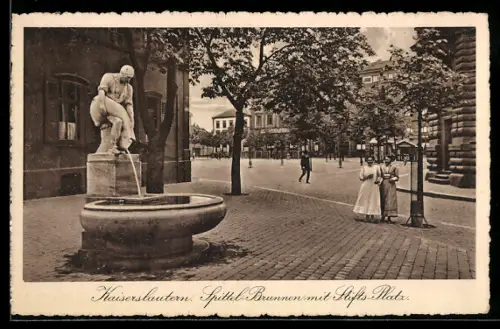 AK Kaiserslautern, Spittel-Brunnen mit Stifts-Platz