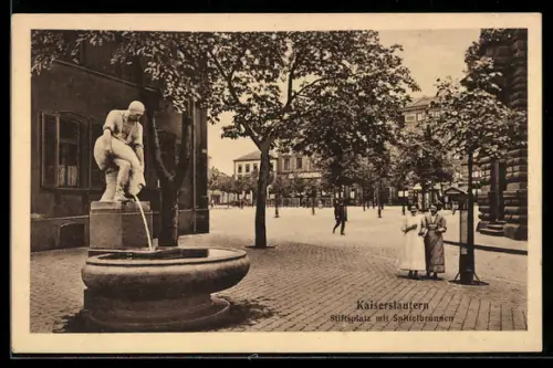 AK Kaiserslautern, Stiftsplatz mit Spittelbrunnen