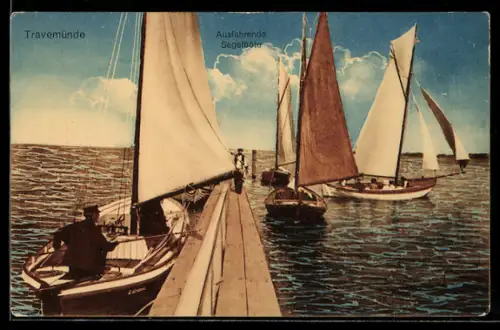 AK Travemünde a.d. Ostsee, Ausfahrende Segelboote