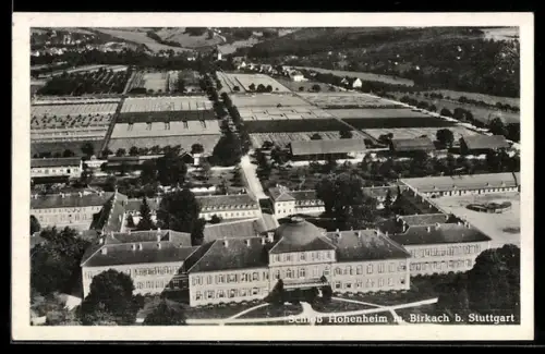 AK Birkach b. Stuttgart, Schloss Hohenheim mit Strassenpartie