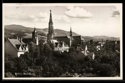 AK Bühl i. Baden, Teilansicht mit Kirche