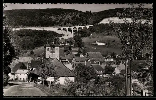 AK Wiesensteig /Schwäb. Alb, Strassenpartie mit Kirche