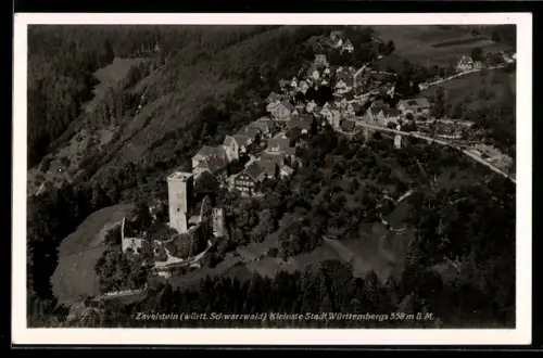 AK Zavelstein / Schwarzwald, Ortsansicht vom Flugzeug aus gesehen