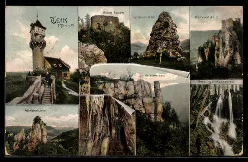 AK Teck, Ruine Rauber, Salzmannstein, Reussenstein, Neidlinger Wasserfall