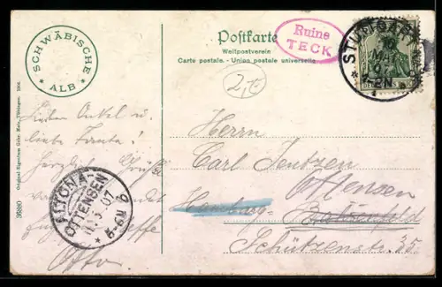 AK Teck, Ruine Rauber, Salzmannstein, Reussenstein, Neidlinger Wasserfall