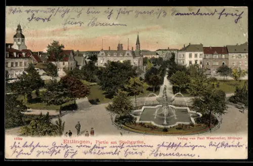 AK Ettlingen, Partie am Stadtgarten