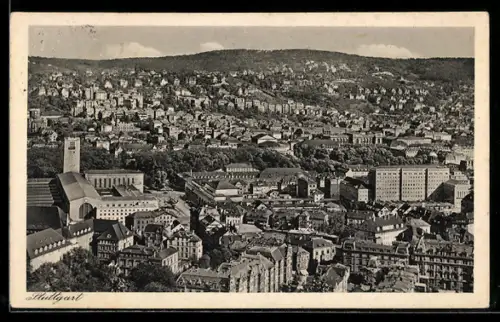 AK Stuttgart, Teilansicht mit Kirche