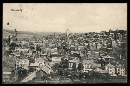 AK Siegen, Stadtansicht mit Kirche