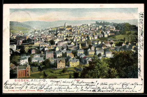 AK Siegen, Ortsansicht aus der Vogelschau