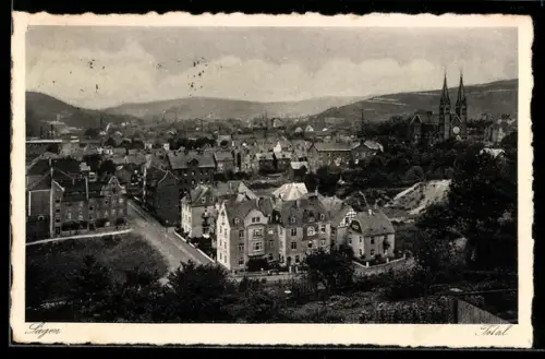 AK Siegen, Ortsansicht aus der Vogelschau