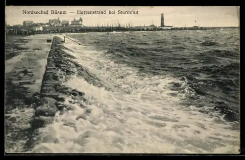AK Büsum, Herrenstrand bei Sturmflut