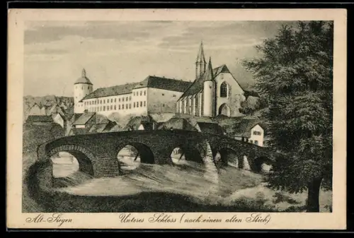 AK Siegen, Unteres Schloss nach einem alten Stich