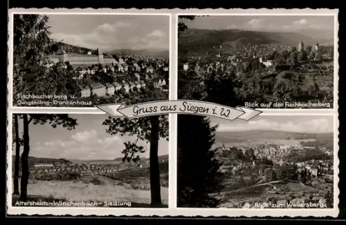 AK Siegen i. W., Fischbacherberg, Jungstilling-Krankenhaus, Altersheim Winchenbach-Siedlung