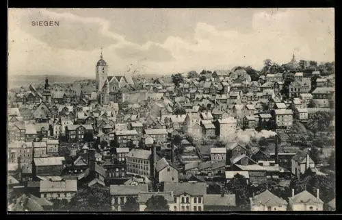 AK Siegen, Stadtansicht mit Kirche