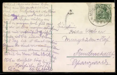 AK Münsingen, Stadtpanorama mit Kirche