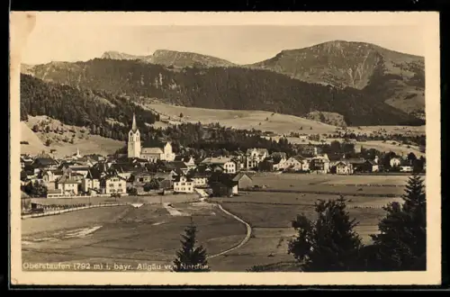 AK Oberstaufen i. bayr. Allgäu, Ortsansicht von Norden