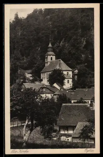 AK Oybin, Kirche mit Umgebung
