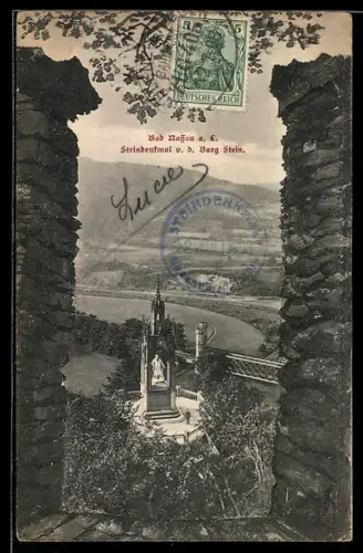 AK Bad Nassau a. L., Steindenkmal v. d. Burg Stein