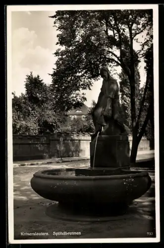 AK Kaiserslautern, Spittelbrunnen mit Mauer u. Gebäude