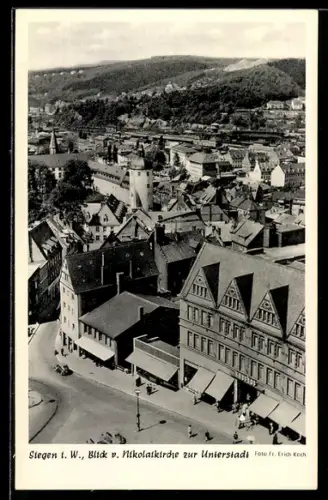 AK Siegen i. W., Blick von Nikolaikirche zur Unterstadt
