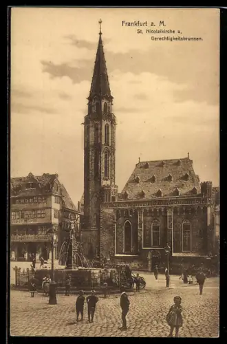 AK Alt-Frankfurt, St. Nicolaikirche, Gerechtigkeitsbrunnen