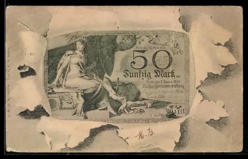 AK Reichskassenschein der Reichschuldenverwaltung über 50 Mark