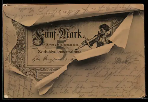 AK Reichskassenschein der Reichsschuldenverwaltung, 5 Mark