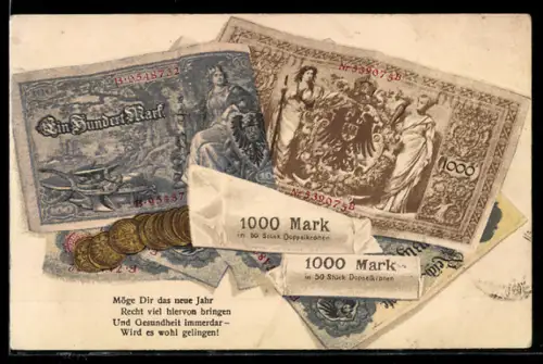 AK Geldscheine und Goldmünzen