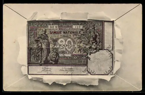 AK Geldschein aus Belgien, 20 Francs Banknote
