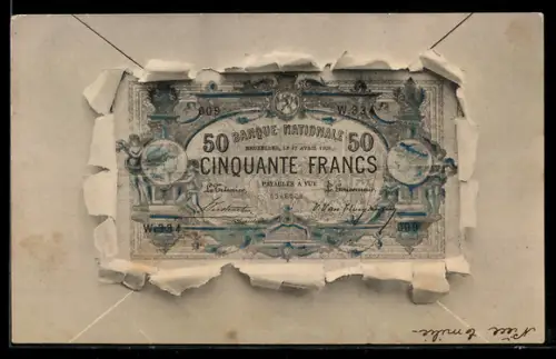 AK Geldschein Fünzig Francs