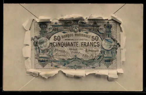 AK Geldschein Fünzig Francs