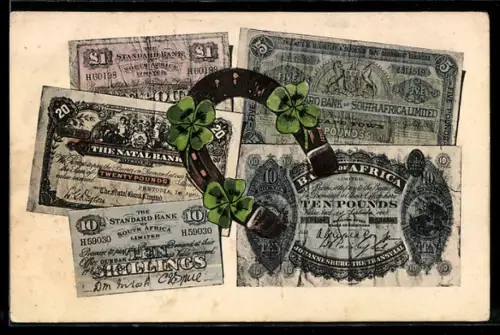 AK Geldscheine der Bank of South Africa, Hufeisen, Glücksklee