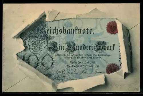 AK Geldschein, Reichsbanknote 100 Mark