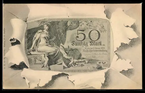 AK Reichskassenschein der Reichschuldenverwaltung über 50 Mark