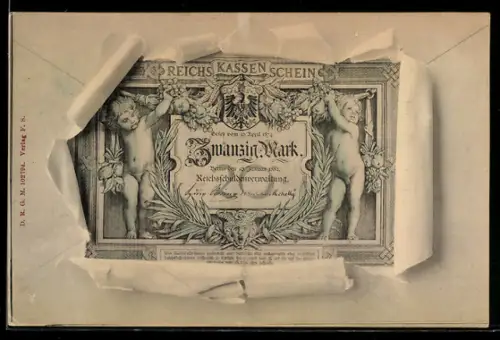 AK Zwanzig Mark Reichs Kassen Schein, Geld