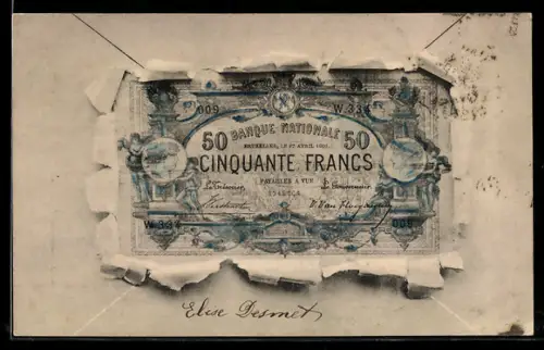 AK Geldschein Fünzig Francs