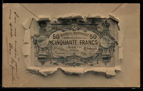 AK Geldschein Fünzig Francs