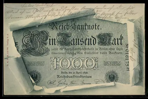 AK Reichsbanknote 1000 Mark, Geldschein