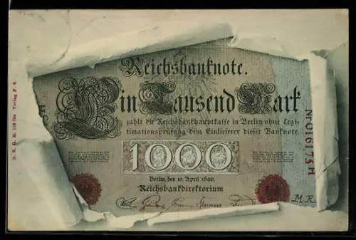 AK Reichsbanknote 1000 Mark, Geldschein
