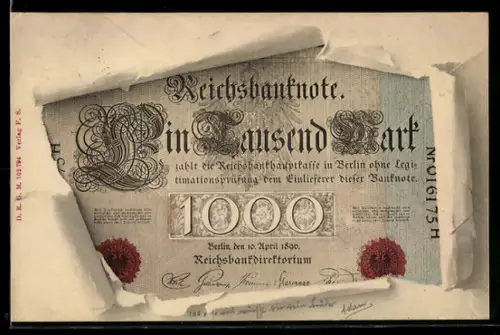 AK Reichsbanknote 1000 Mark, Geldschein