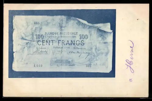 AK Geldschein über hundert Francs