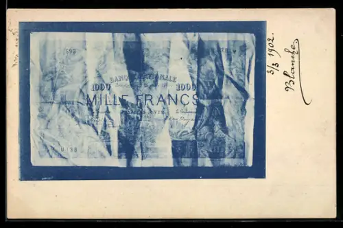 AK Frankreich, Banknote über 1000 Francs