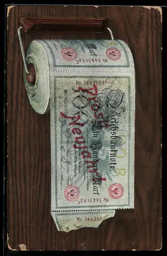 AK Toilettenpapierrolle mit Einhundert Reichsmark-Scheinen