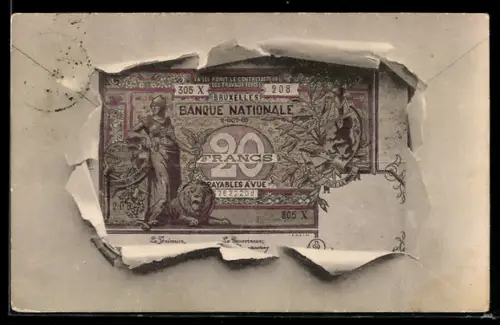 AK Zwanzig Francs Geldschein