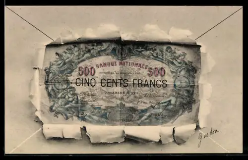 AK Geldschein Fünfhundert Francs