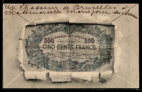 AK Geldschein Fünfhundert Francs