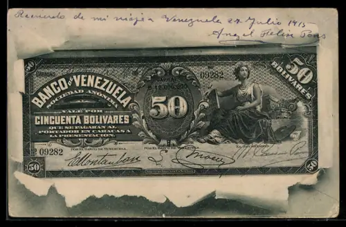 AK Fünfig venezolanische Bolivar-Schein