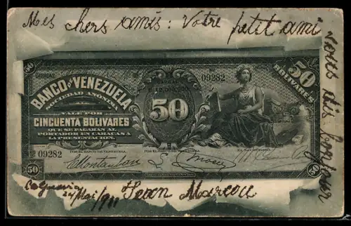 AK Fünfzig venezolanische Bolivar-Schein
