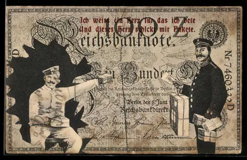 AK Berlin, Soldat durch zerrissenen Geldschein