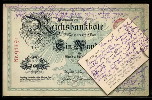 AK Es bringe dir der Reichsbankbote jeden Tag so eine Note, Geld